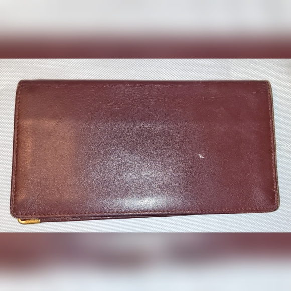 Auth Vintage Cartier Long Pills Mast Line Bordeaux Calfskin Leather- Burgundy - Picture 2 of 16